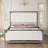 Platform Bed with Ivory Boucle Headboard and Solid Wood Frame-937943712