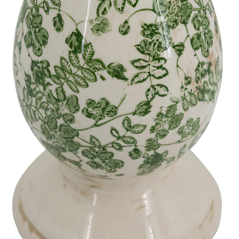 Candle Holder - Green/White, 12.4" H x 5.3" W x 5.3" D