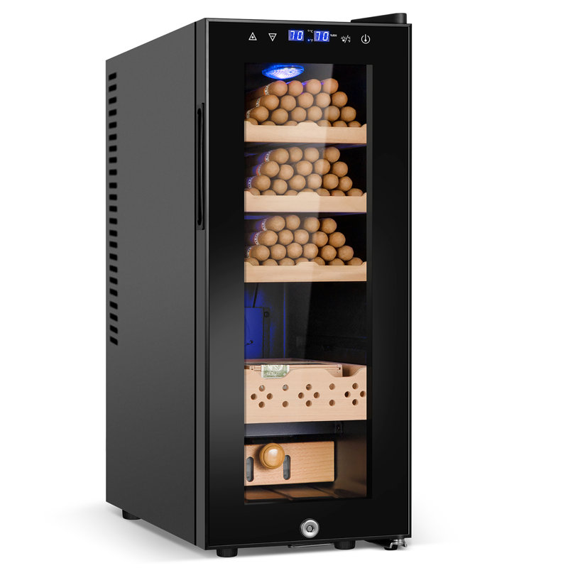 Electric Humidor, 25l 200 Counts Large Capacity,thermostatic Electric Cooler Cabinet With Digital Led Screen, Safety Lock,smart Humidity & Temp Control, Gifts For Men