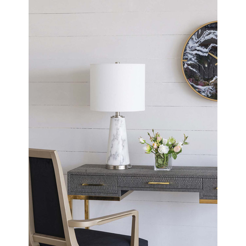 Lampe de table blanche / argentée 25,5 po Charlesville