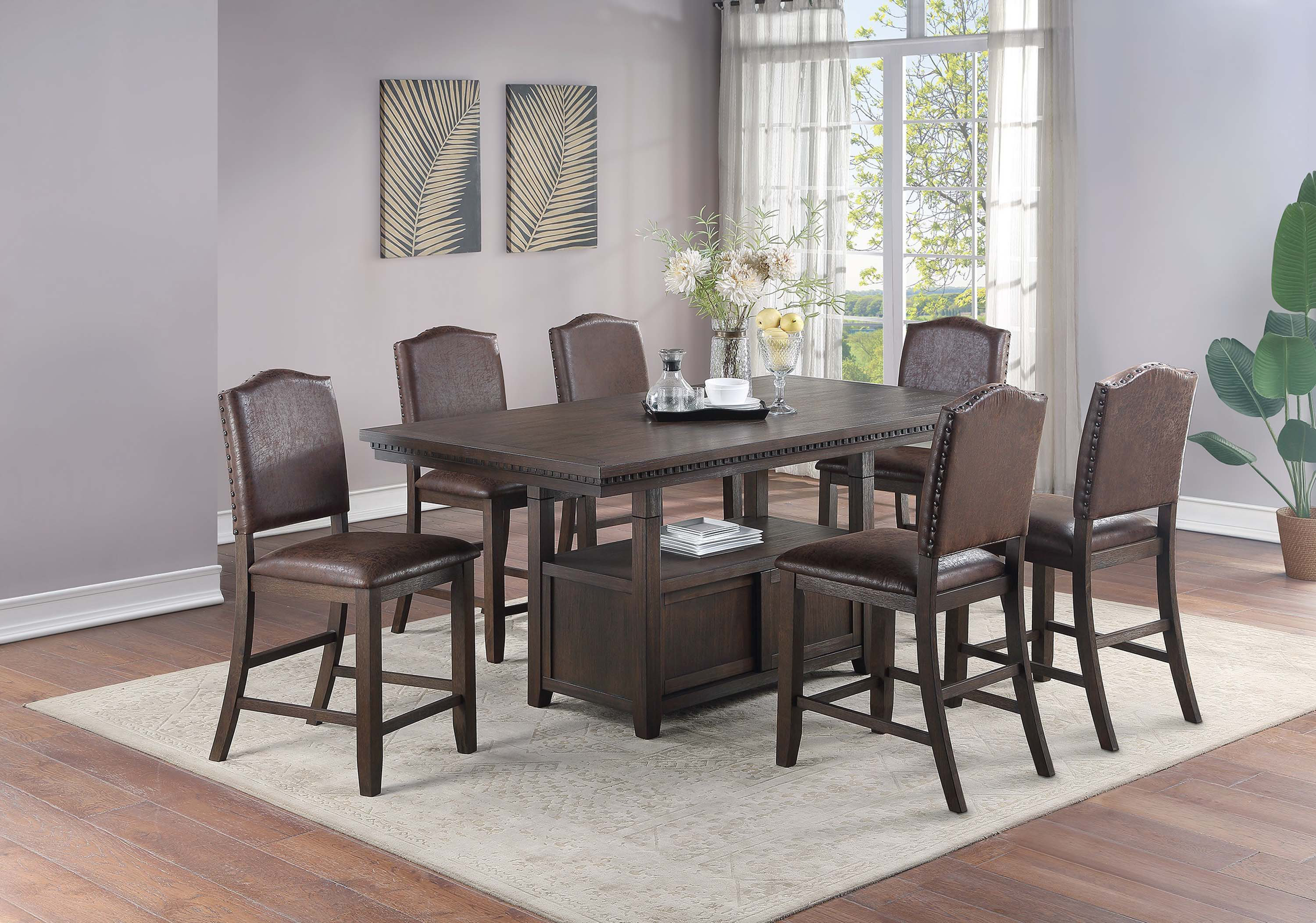 Wildon Home® Dining Room Furniture Rustic Espresso Counter Height Table ...
