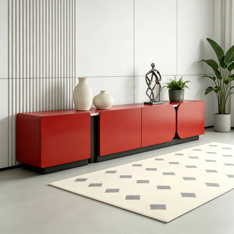 Meuble télé rouge simple et tendance