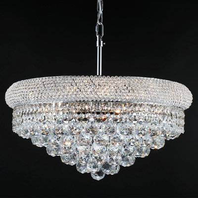 Crystal Chandeliers for Dining Room Light Fixtures Over Table, Empire Style k9 Crystal Chandelier for Bedroom, 9 Lights Chrome Luxury Lighting Fixtures for Living Room Kitchen lsland Entryway D22 Inch