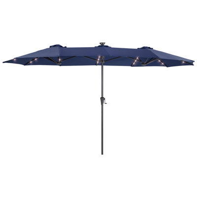 13x7.2Ft LED Light Patio Table Double-Sided Umbrellas with UV-Resistant Canopy and Crank for Garden