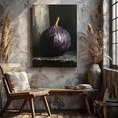 Moody Fig Still Life Canvasdark Oil Painting Fruit Wall Art Canvas Ready To Hang Gallery Wrapped Home Decor Modern Design Premium Quality