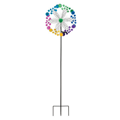 19 Inch Burst Solar Wind Spinner Metal and Fiber and Solar Garden Accents Standard - Cups