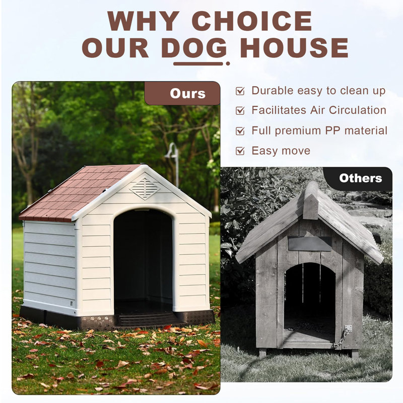 Niche pour chien en plastique Aunyae, Brun, 37.4" H x 35" W x 38.9" D