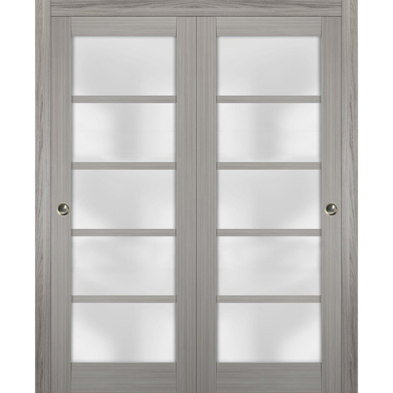 Portes de placard coulissantes en verre givré Quadro, Bois de frêne gris, 36 po x 84 po
