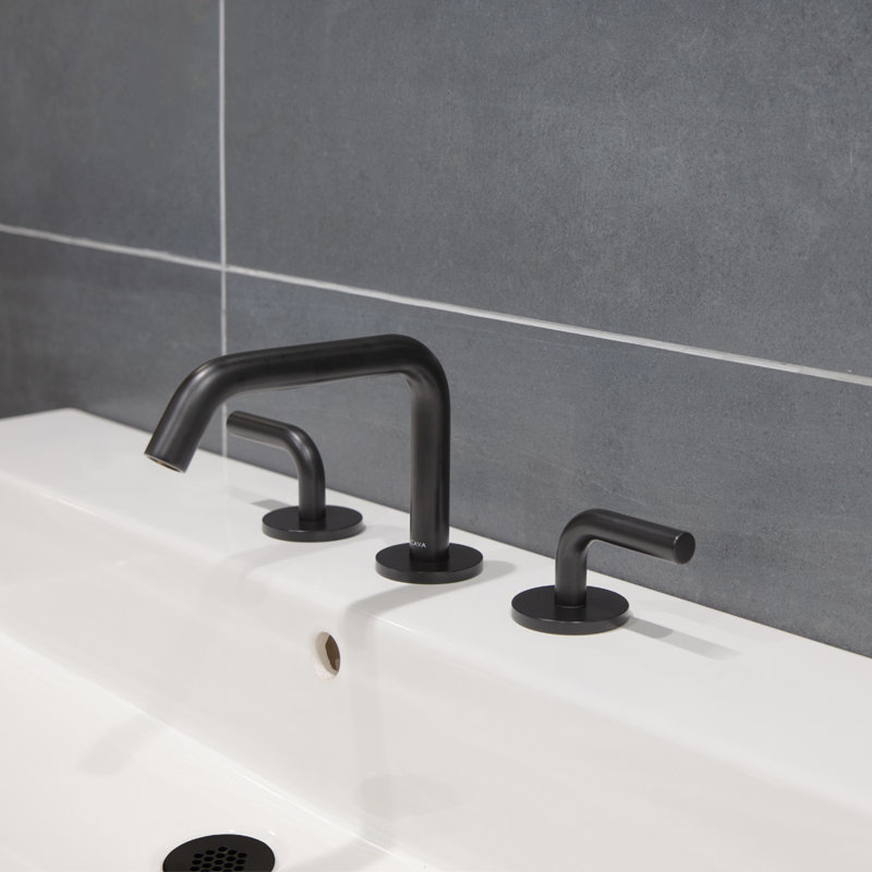 Cigno Widespread Bathroom Faucet with Drain Assembly, Matte Black