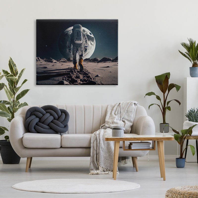 «Man On Moon Outer Space Astronaut», impression sur toile, H 36 po x l 48 po x P 1,5 po