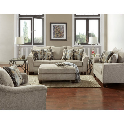 Camero Fabric 4-Piece Neutral Textured Living Room Set
