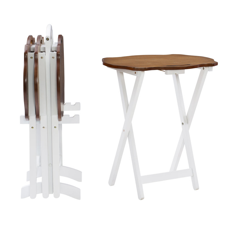 Ensemble de table pliante pour ordinateur portable Elvin, Brun / blanc