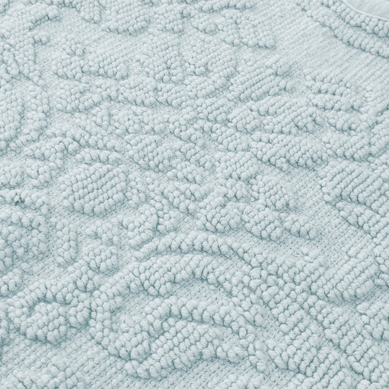 Gracie Floral Jacquard Scalloped Bath Mat, Blue