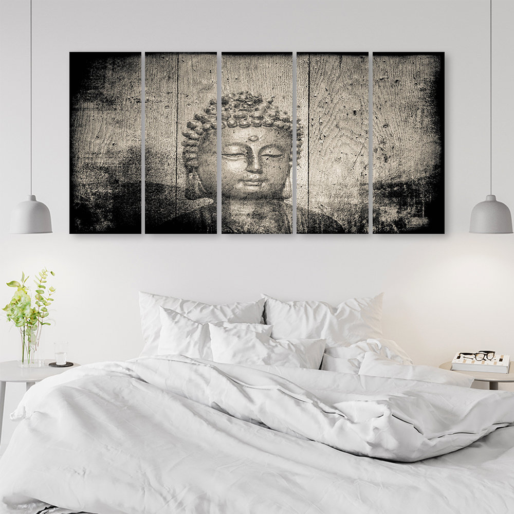 Leinwandbild Buddha Zen Feng Shui Grey