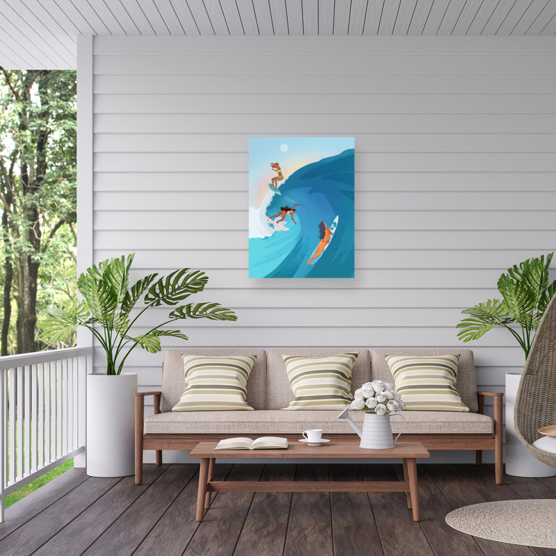 Surfeurs bolognais sur toile, H 19 po x l 14 po