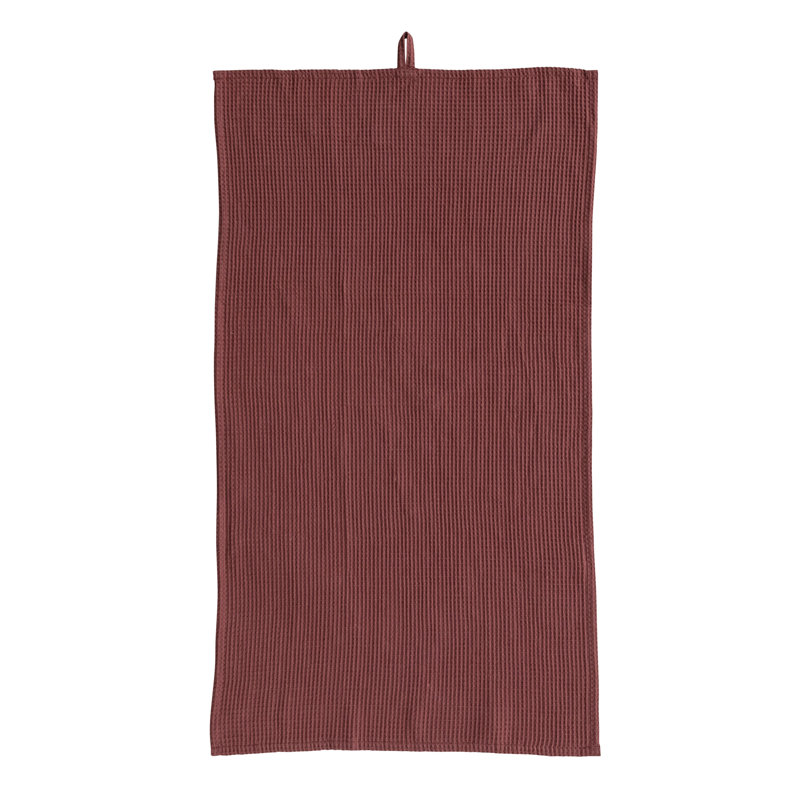 Oversized Woven Linen and Cotton Waffle Decorative Tea Towel with Loop for Dining and Kitchen, Pink