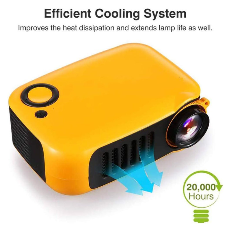 Mini 1080P Portable Projector For Home Theater US Plug, Yellow