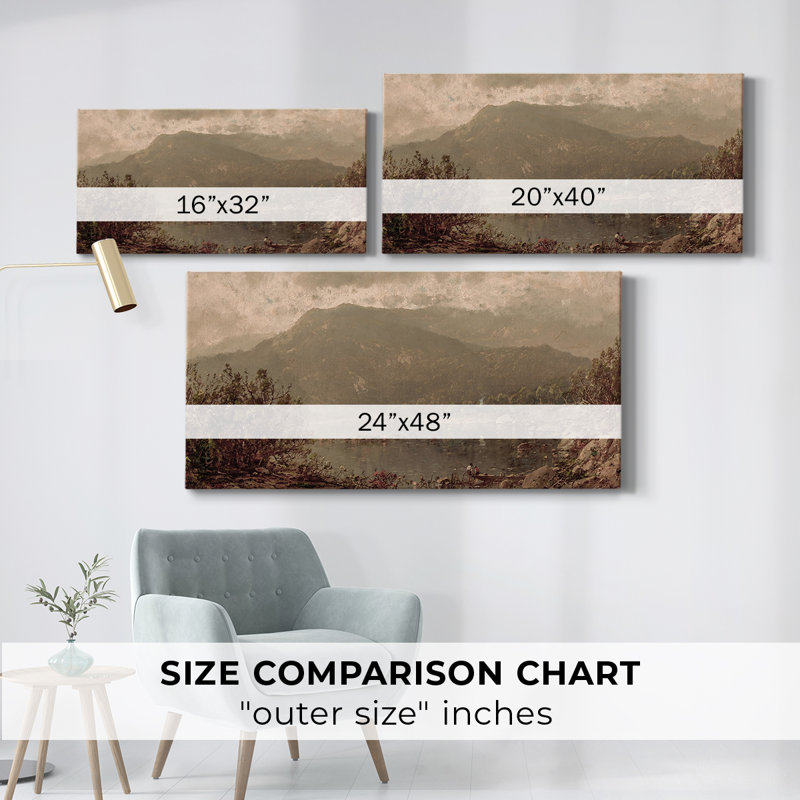Série paysage - DCCXCV III - Toile tendue avec châssis encadré - Prêt à être accroché, H 21 po x l 41 po, Doré