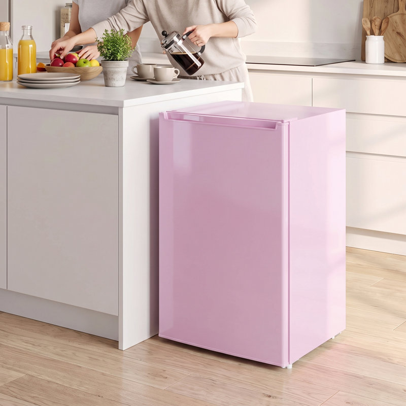 Mini congélateur 2,1 pieds cubes avec porte réversible, 2 tablettes, rose, Pink