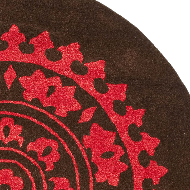 Candelo Hand Tufted Wool & Viscose Pile Floral Rug, Round 6'