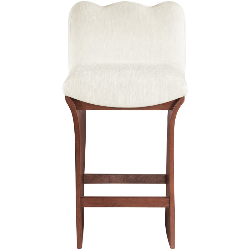 Tabouret de comptoir Shaw Cassady, Tissu chenille crème, Brun