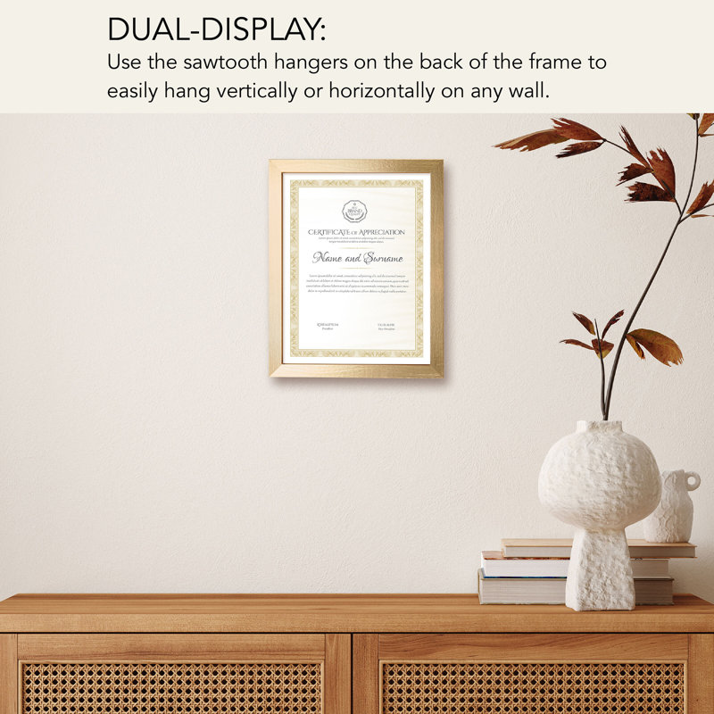 Melannco Certificate Frame, 11 x 14 Inch, Gold