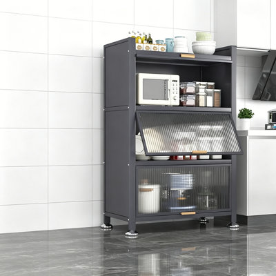 JOYBOS Gray Four-Tier Metal Cabinet with Door,44.88H"×31.5"W×16.54"D