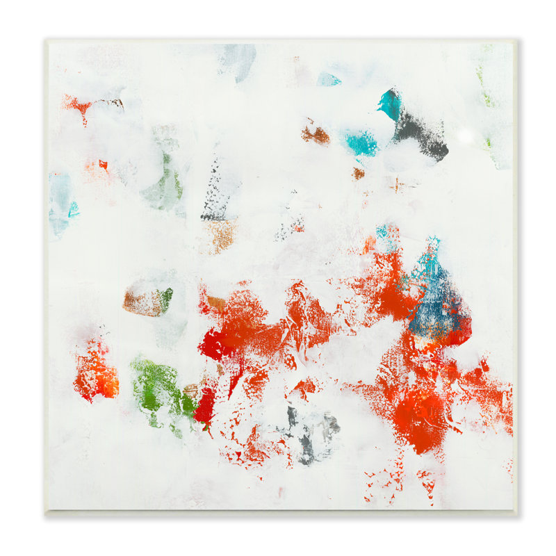 Peinture moderne, rouge, bleu, bleu, pop, abstraction - impression, H 12 po x l 12 po x P 0,5 po, Bois naturel