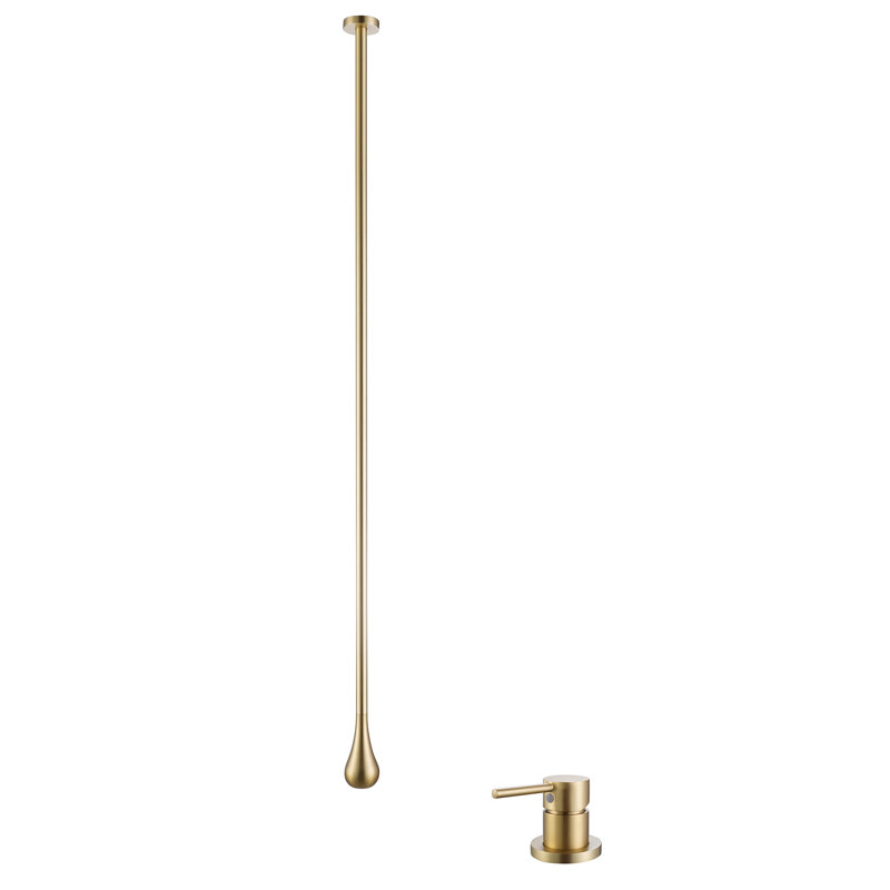 Robinet de lavabo de salle de bain à poignée simple en laiton massif 63 po avec drain optionnel, Or brossé
