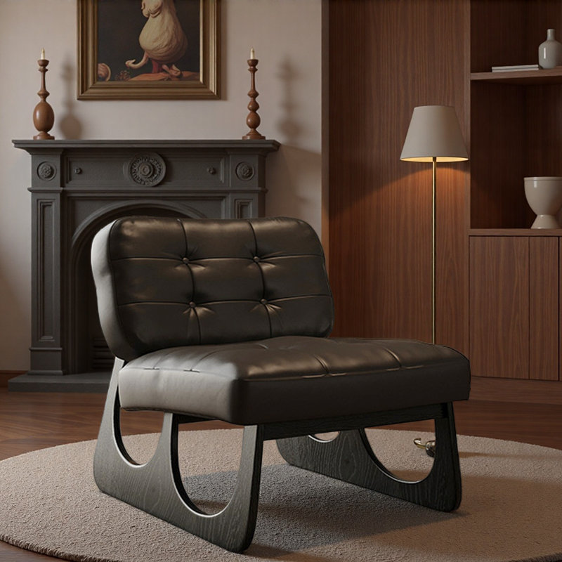 Chaise de loisir simple rétro Mid-Century., Noir