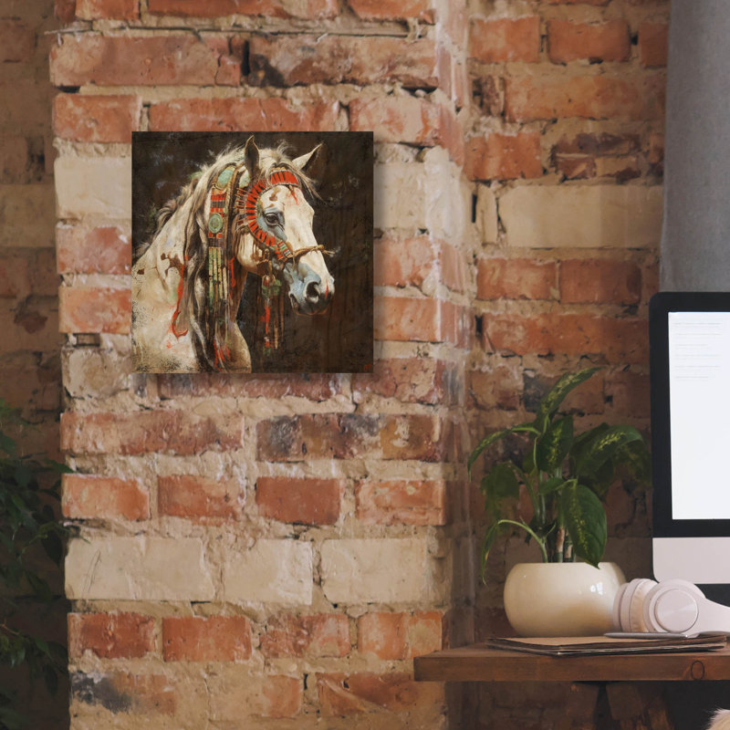 Bungalow Bungalow «War Horse No. 2» par Marta Wiley, art mural sur toile, H 12 po x l 12 po x P 0,75 po