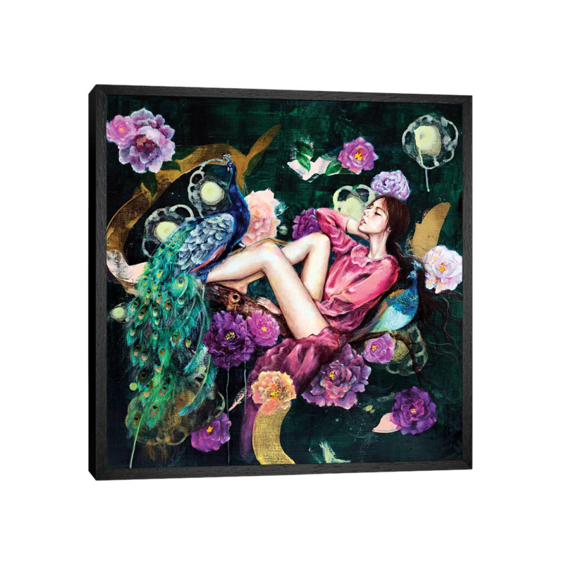 The Dreamer's Night by Eury Kim - Painting on Canvas, Black Framed, 45.72 cm H x 45.72 cm W