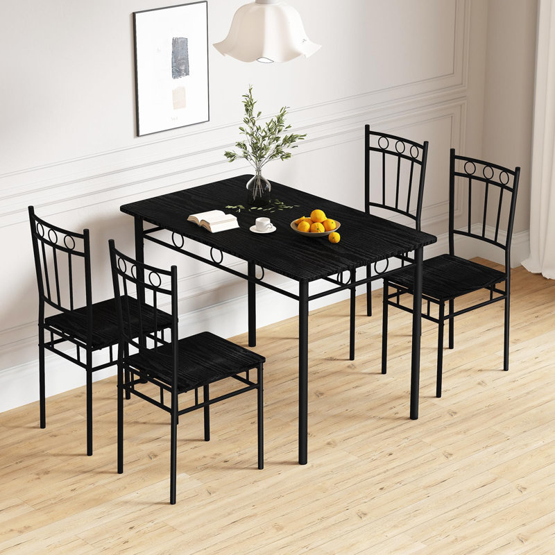  Ensemble de salle à manger de cuisine 5 pièces 17 étages 17 pièces avec plateau en bois pour 4 personnes