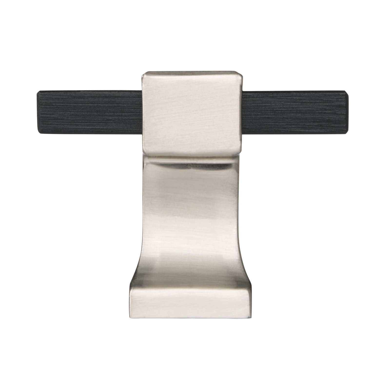 1-3/8" Length Square Knob, Brushed Matte Black/Satin Nickel
