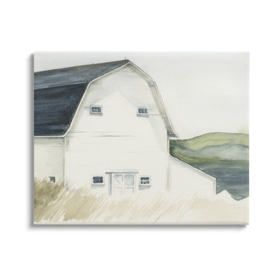 White Farmhouse Barn Rural Grassland Countryside by Jennifer Paxton Parker - Painting