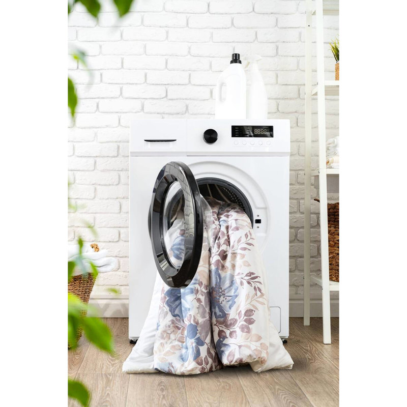 Édredon à motif floral bleu avec draps, très grand, matelas 16 po, microfibre douce, lavable à la machine bleu très grand, rembourrage, imprimé