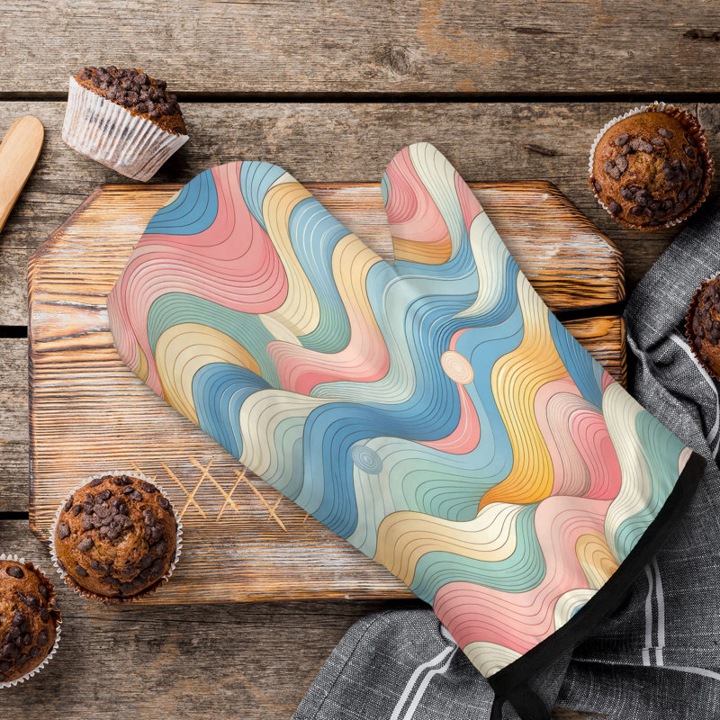 Dreamy Wave Patterns Oven Mitt Cotton Twill