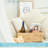 Hyacinth Large Wicker Basket - Rectangular, Wooden Handles, Shelf Organizer
