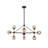 10-Light black metal chandelier with coffee color glass shades
