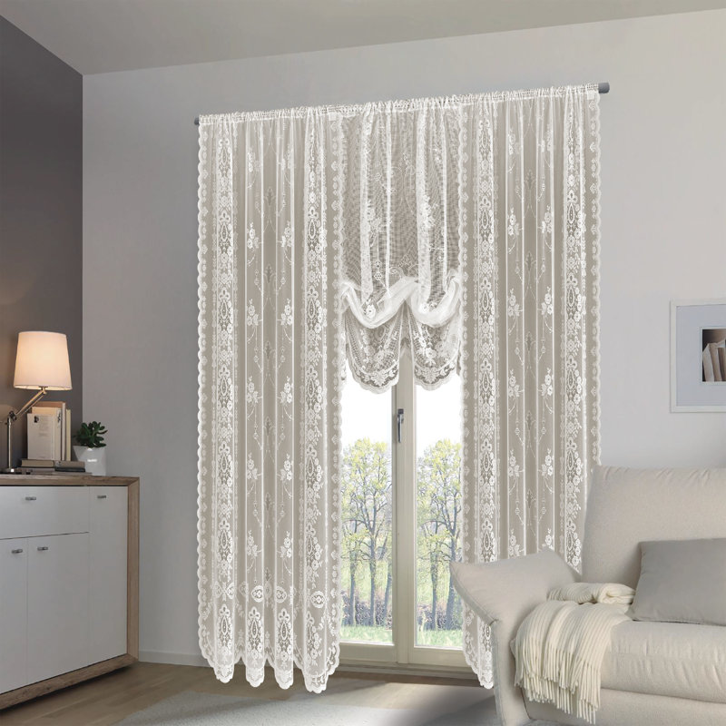 Sheer Curtain Single Panel, Cream, 56"W x 84"L