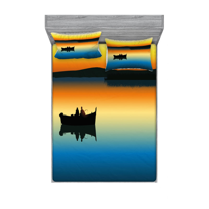 Ensemble de draps Buddies on Tranquil Still Lake At Epic Sunset, Taie d'oreiller taille double