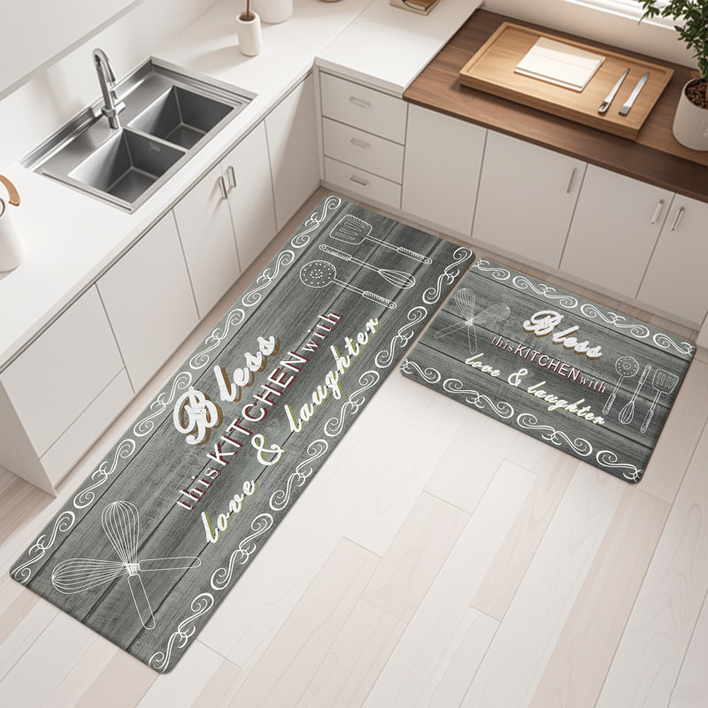 Tapis de cuisine antidérapant et antidérapant (ensemble de 2), Gris, Tapis de couloir 20 po x 31,5 po + 20 po x 59 po