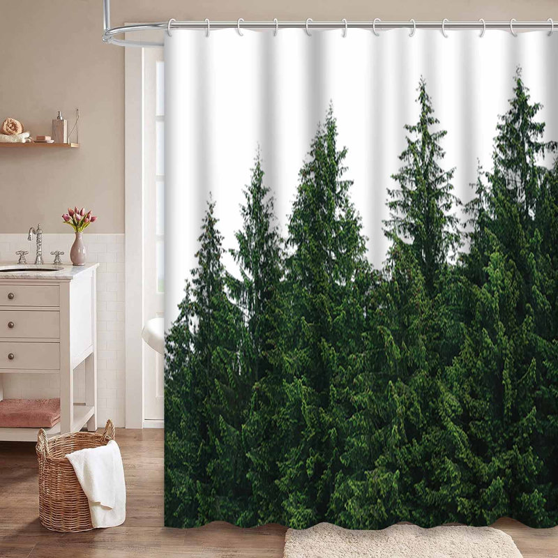 Rideau de douche avec 12 crochets Trees, L 72 po x l 78 po