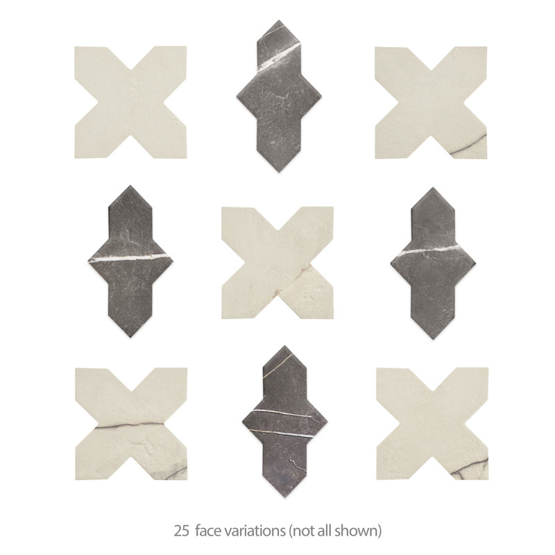 Istanbul Squire Shield With Cross 6 In. X 8-3/8 In. Porcelain Floor And Wall Tile Kit, White/Black