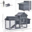 Poulailler 59 po, bois gris - pour utilisation dans la cour, avec 2 portes, nichoir et plateau de gestion des déchets, poule en bois, plateau amovible, option de ventilation