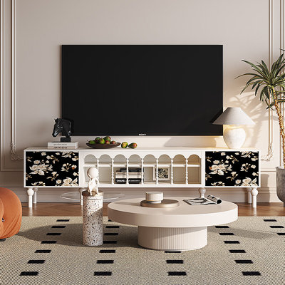 Meuble télé avec rangement peint français rétro