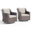 Fauteuils pivotants à bascule d'extérieur en osier Jenesys Red Barrel Studio avec coussins-256601907
