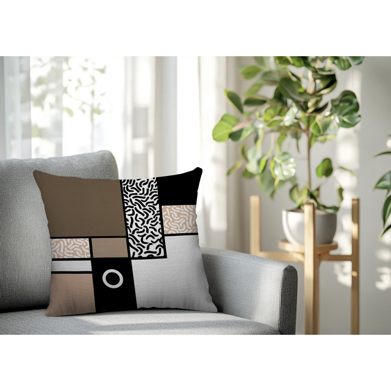 Oreiller carré réversible intérieur / extérieur Plexa, Carré 18 po, Beige