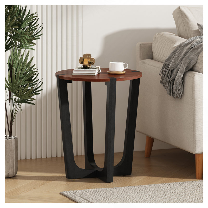 Table d'appoint en bois massif ACACIA, brun et noir