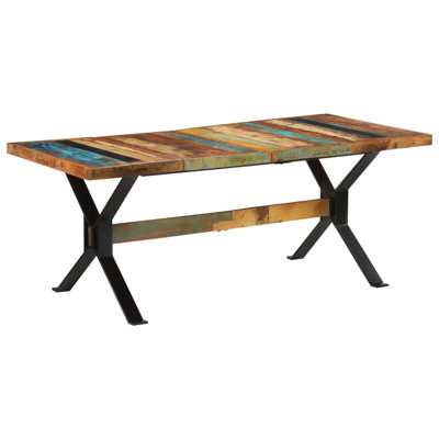 Solid Wood Top Metal Base Dining Table